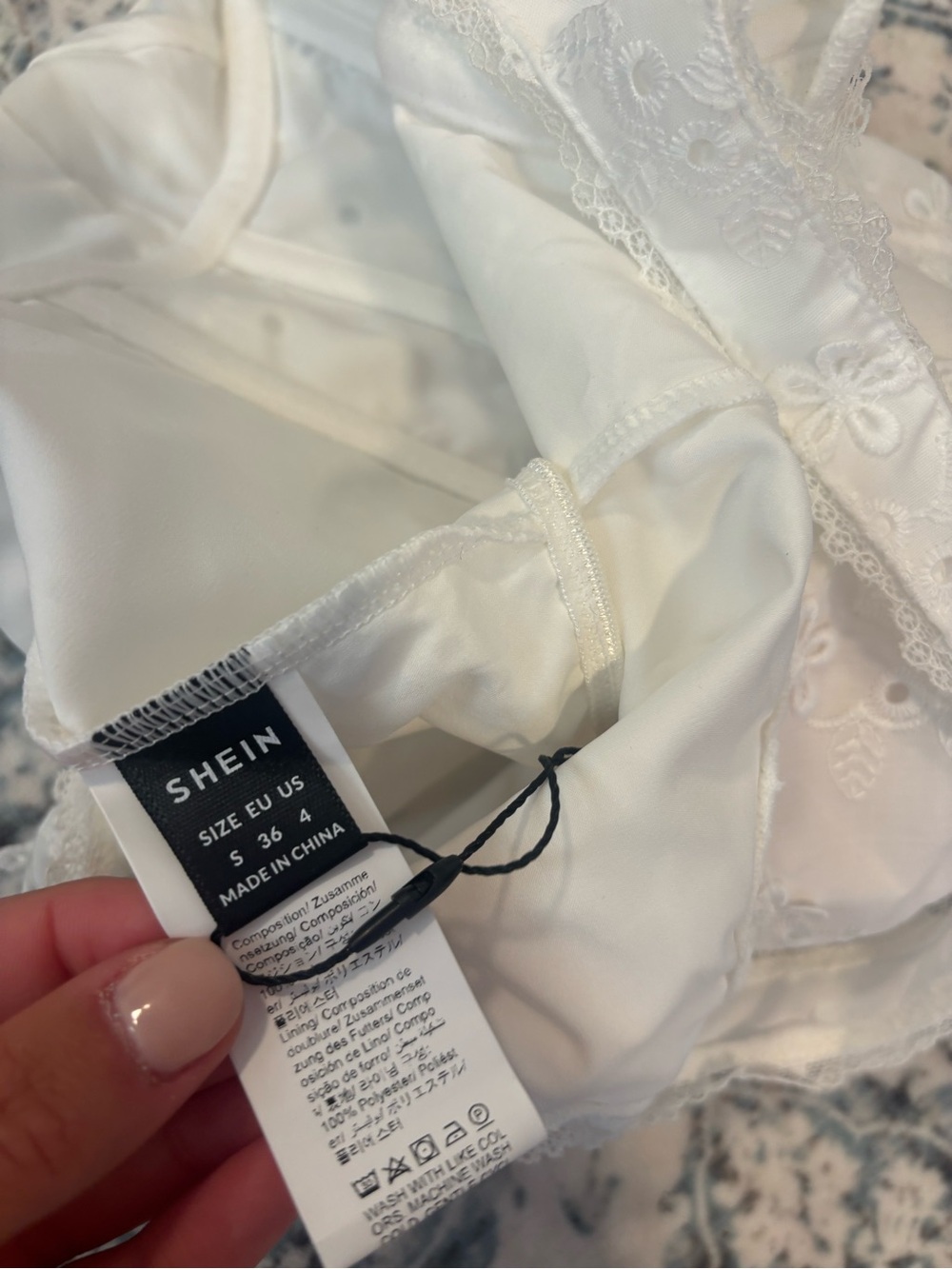 NWT SHEIN BAE White Floral Eyelet Embroidery Camisole Top SMALL - Picture 5 of 5